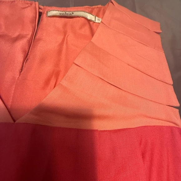 Mint Vneck Silk Orange/Pink Colorblock Sleeveless Pleated Silk Blouse Size 2/XS - Picture 11 of 12